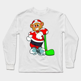 Bear at Ice hockey with Ice hockey stick Long Sleeve T-Shirt